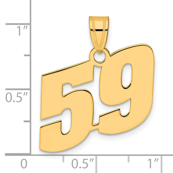 14k Yellow Gold Polished Finish Block Script Design Number 59 Charm Pendant