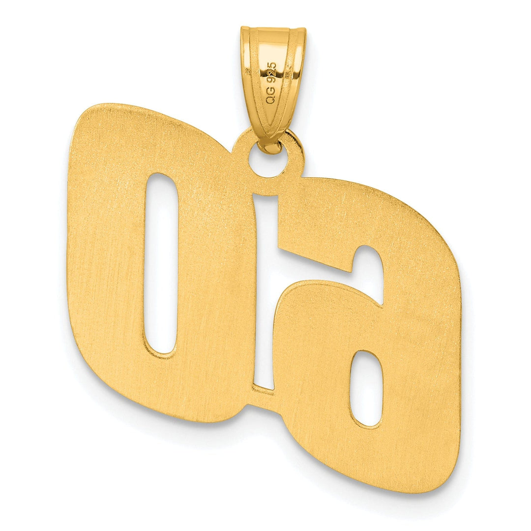 14k Yellow Gold Polished Finish Block Script Design Number 60 Charm Pendant