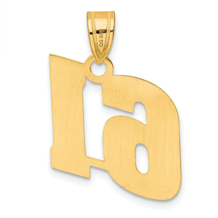14k Yellow Gold Polished Finish Block Script Design Number 61 Charm Pendant