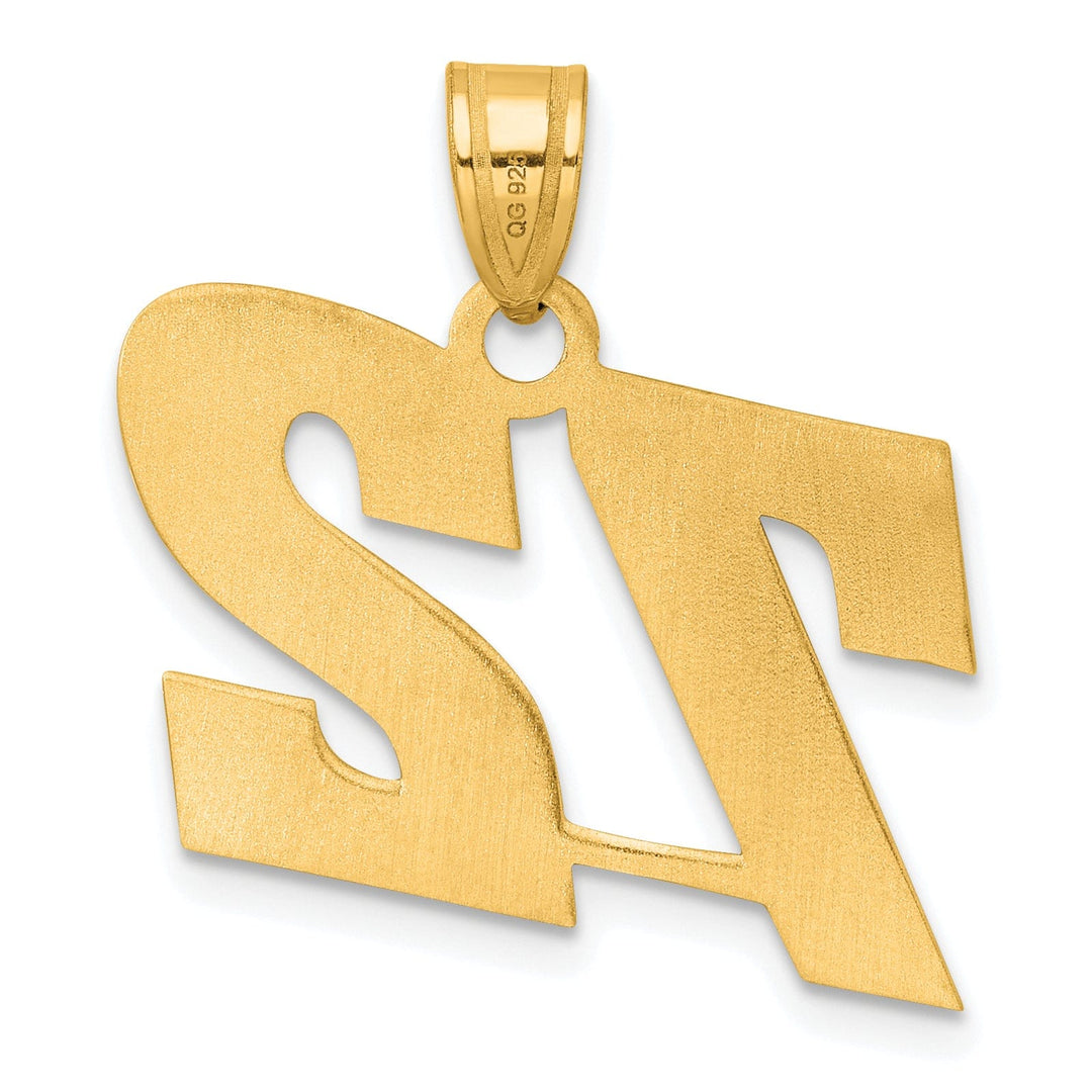 14k Yellow Gold Polished Finish Block Script Design Number 72 Charm Pendant