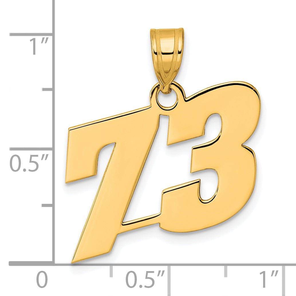 14k Yellow Gold Polished Finish Block Script Design Number 73 Charm Pendant