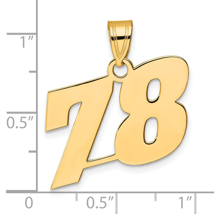 14k Yellow Gold Polished Finish Block Script Design Number 78 Charm Pendant