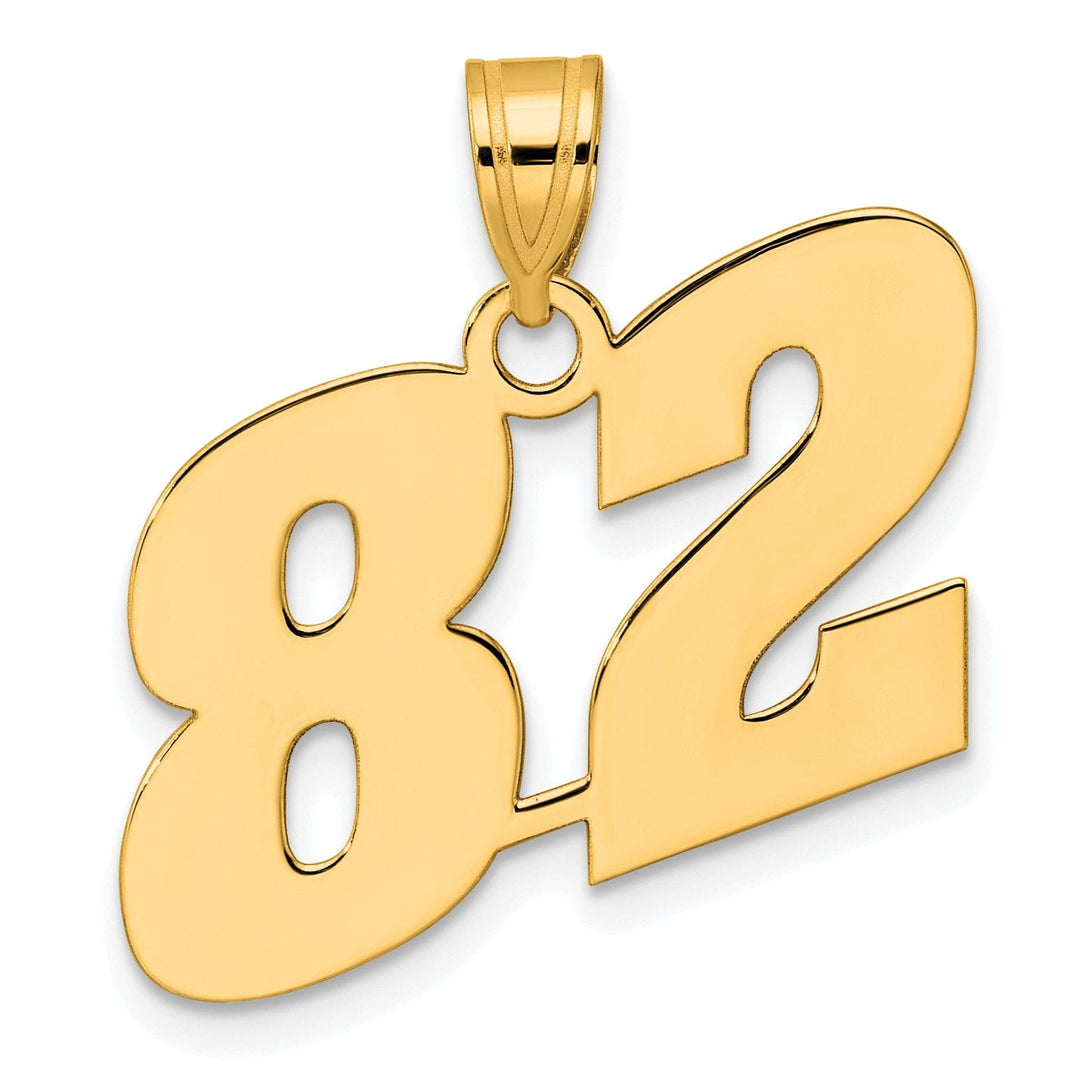 14k Yellow Gold Polished Finish Block Script Design Number 82 Charm Pendant