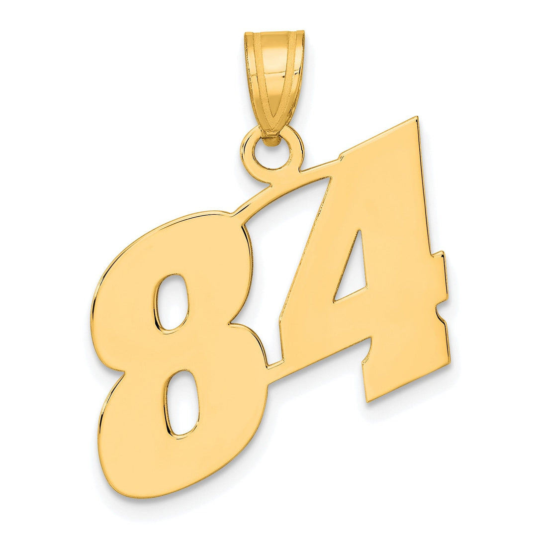 14k Yellow Gold Polished Finish Block Script Design Number 84 Charm Pendant