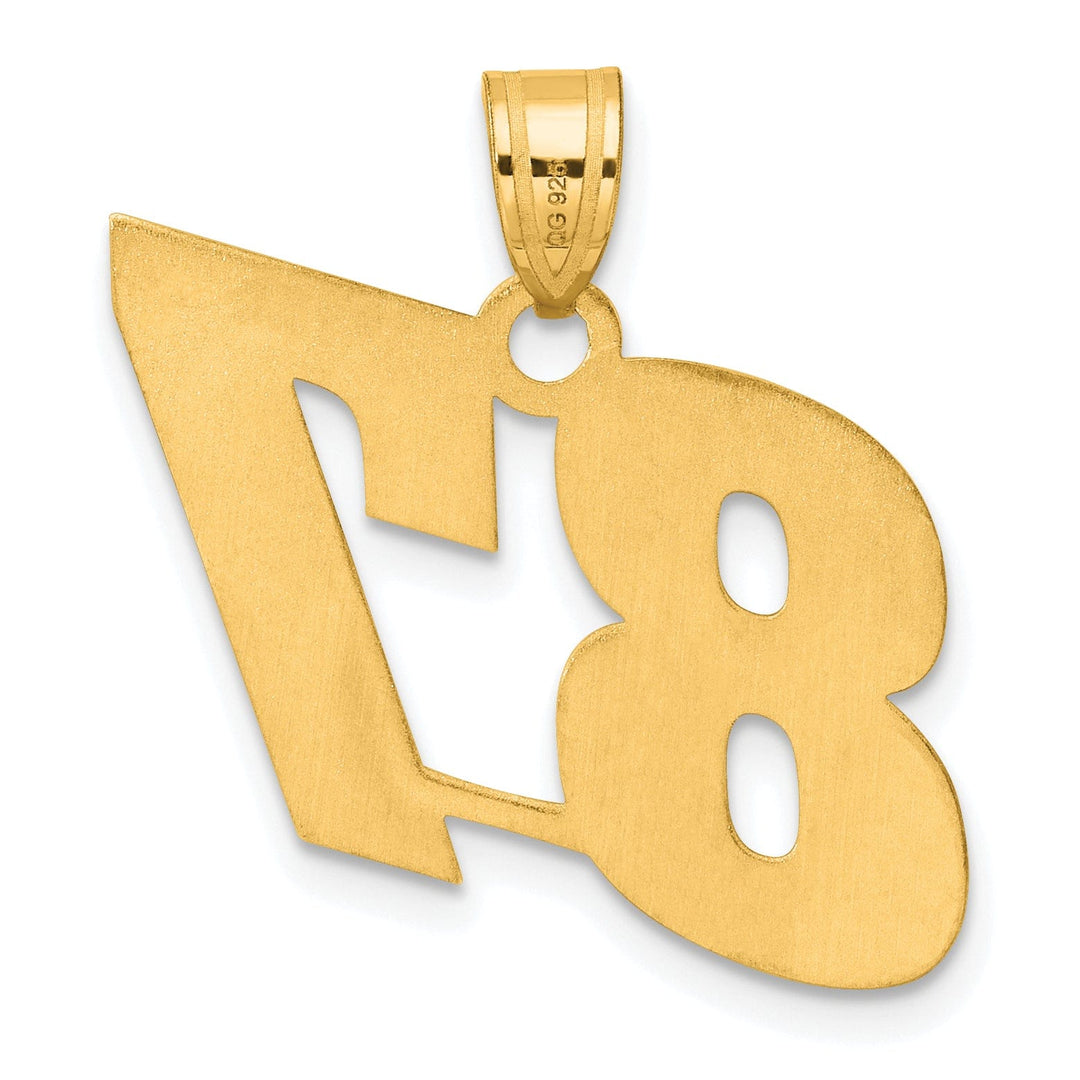14k Yellow Gold Polished Finish Block Script Design Number 87 Charm Pendant