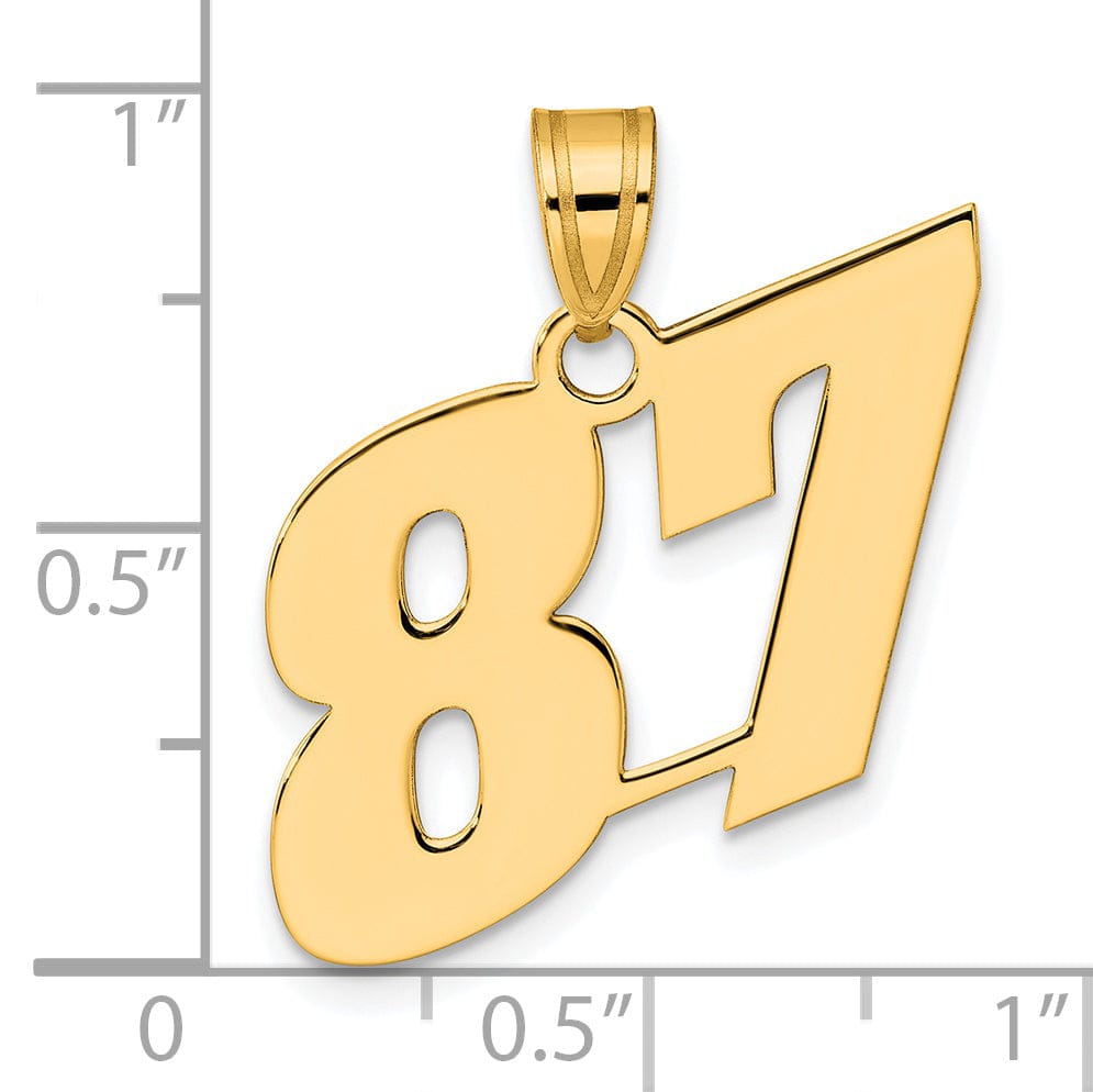 14k Yellow Gold Polished Finish Block Script Design Number 87 Charm Pendant