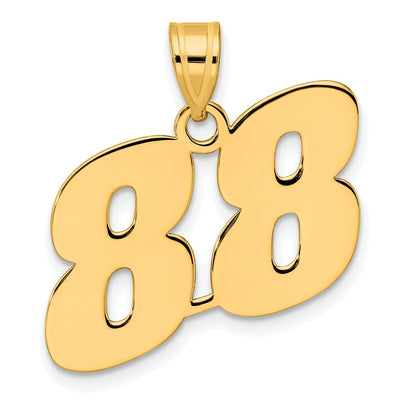 14k Yellow Gold Polished Finish Block Script Design Number 88 Charm Pendant