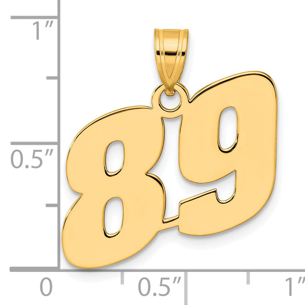 14k Yellow Gold Polished Finish Block Script Design Number 89 Charm Pendant