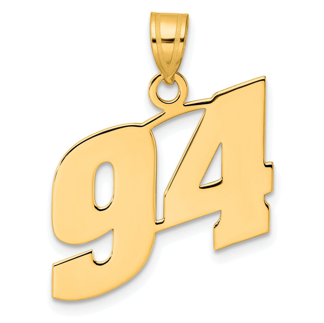 14k Yellow Gold Polished Finish Block Script Design Number 94 Charm Pendant