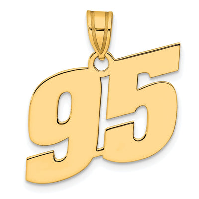 14k Yellow Gold Polished Finish Block Script Design Number 95 Charm Pendant