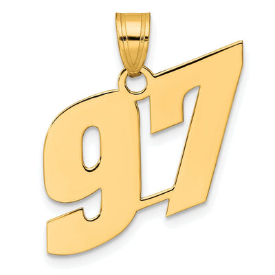 14k Yellow Gold Polished Finish Block Script Design Number 97 Charm Pendant