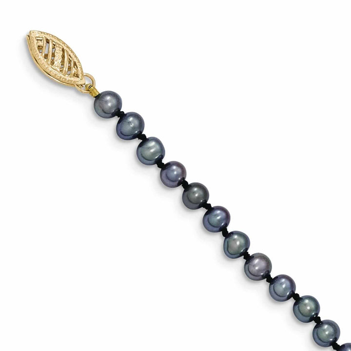 14k Gold Black Freshwater Onion Pearl Necklace