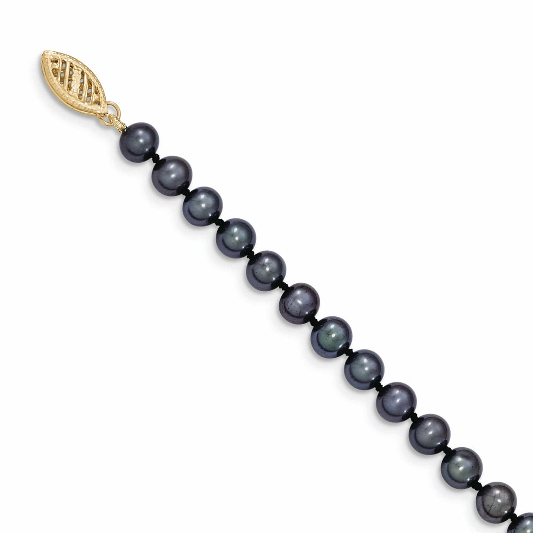 14k Gold Black Freshwater Onion Pearl Necklace