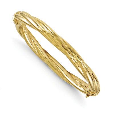 14K Yellow Gold Polished Twisted Hinged Bangle at $ 1563.49 only from Jewelryshopping.com