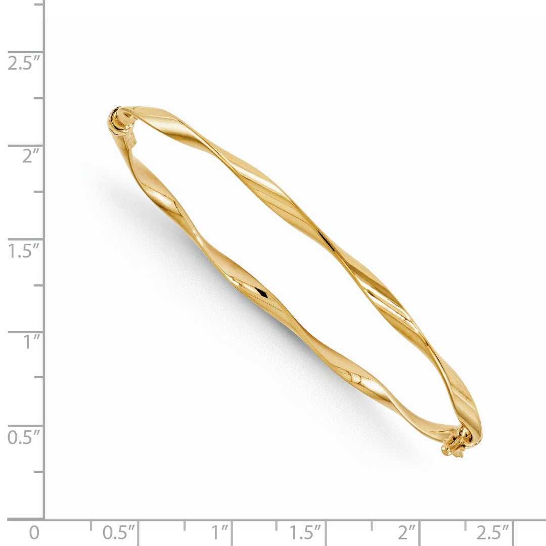 14K Yellow Gold Polished Twisted Hinged Bangle