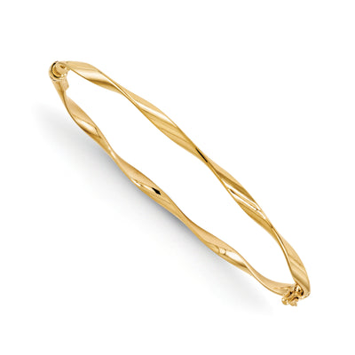14K Yellow Gold Polished Twisted Hinged Bangle at $ 384.95 only from Jewelryshopping.com
