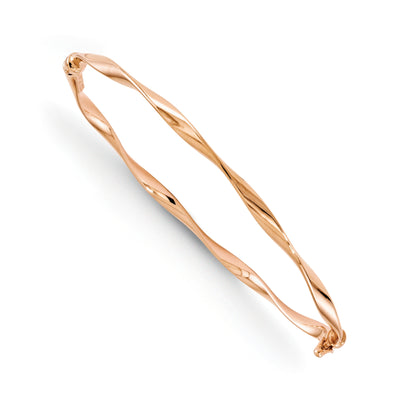 14kt Rose Gold Polished Twisted Hinged Bangle at $ 370.6 only from Jewelryshopping.com