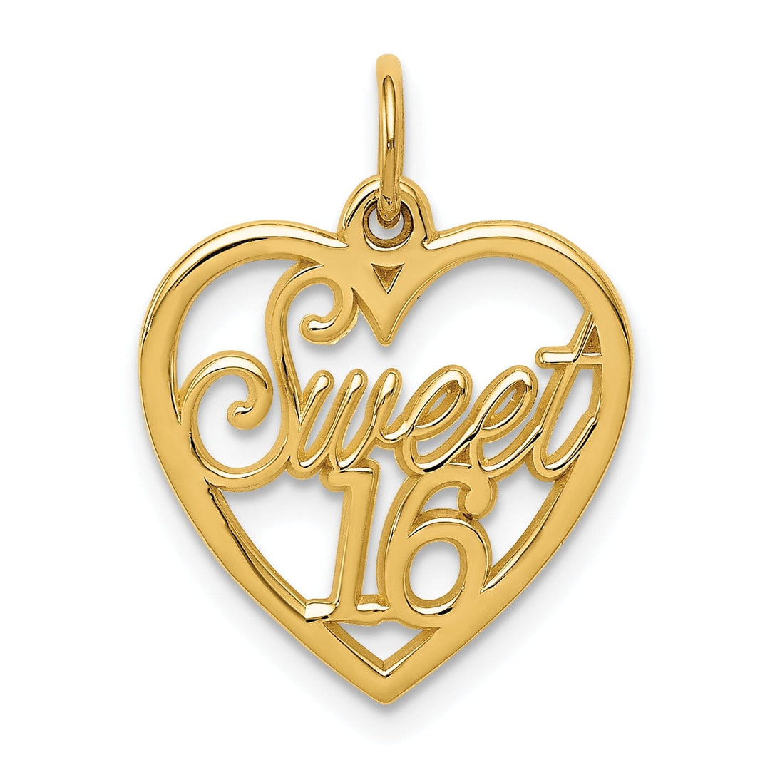 14k Yellow Gold Sweet 16 Charm Pendant