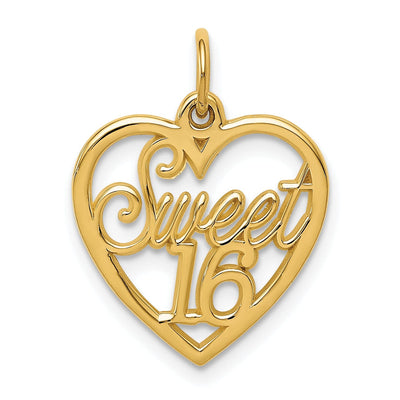 14k Yellow Gold Sweet 16 Charm Pendant at $ 103.07 only from Jewelryshopping.com