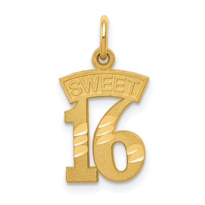 14k Yellow Gold Sweet 16 Charm Pendant at $ 84.92 only from Jewelryshopping.com