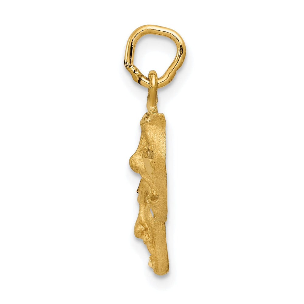 14k Yellow Gold Comedy Tragedy Face Pendant