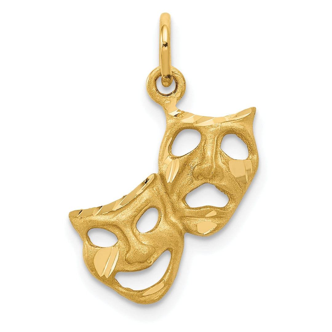 14k Yellow Gold Comedy Tragedy Face Pendant