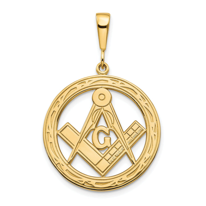 14k Yellow Gold Large Masonic Charm Pendant