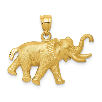 14k Yellow Gold Textured Finish Solid Mens Elephant With Tusk Charm Pendant at $ 366.25 only from Jewelryshopping.com
