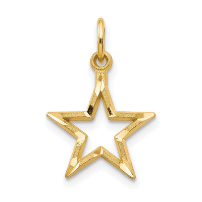 14k Yellow Gold Textured Solid Brushed Polish Diamond Cut Finish Star Charm Pendant at $ 60.25 only from Jewelryshopping.com
