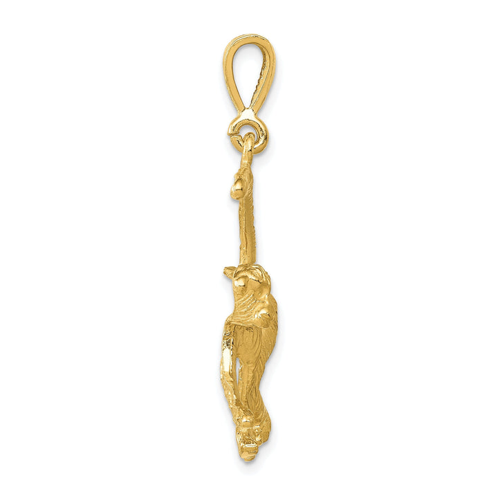 14k Yellow Gold Textured Finish Monkey Design Charm Pendant