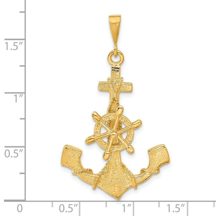 14k Yellow Gold Large Anchor With Wheel Charm