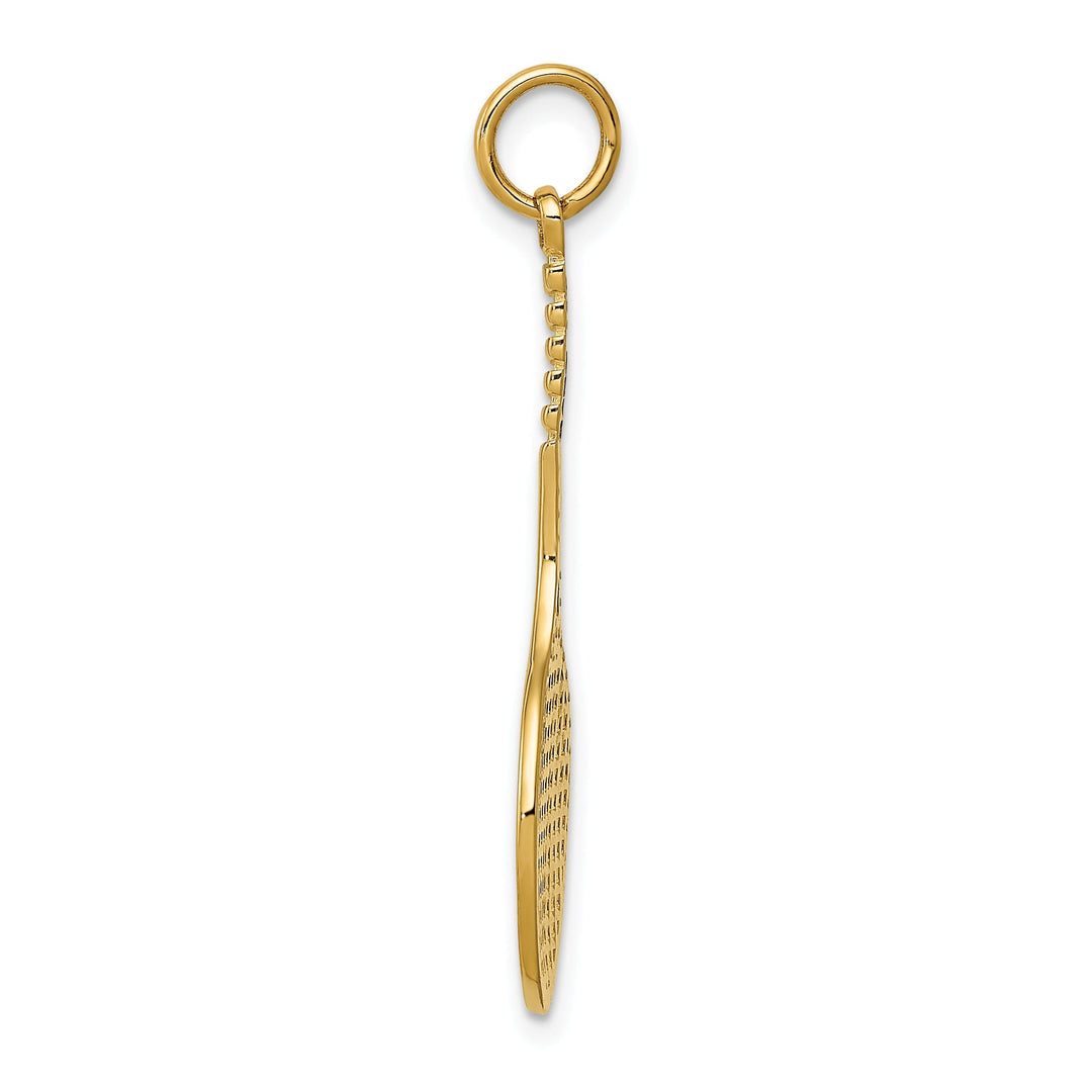 14k Yellow Gold Tennis Racquet Charm Pendant