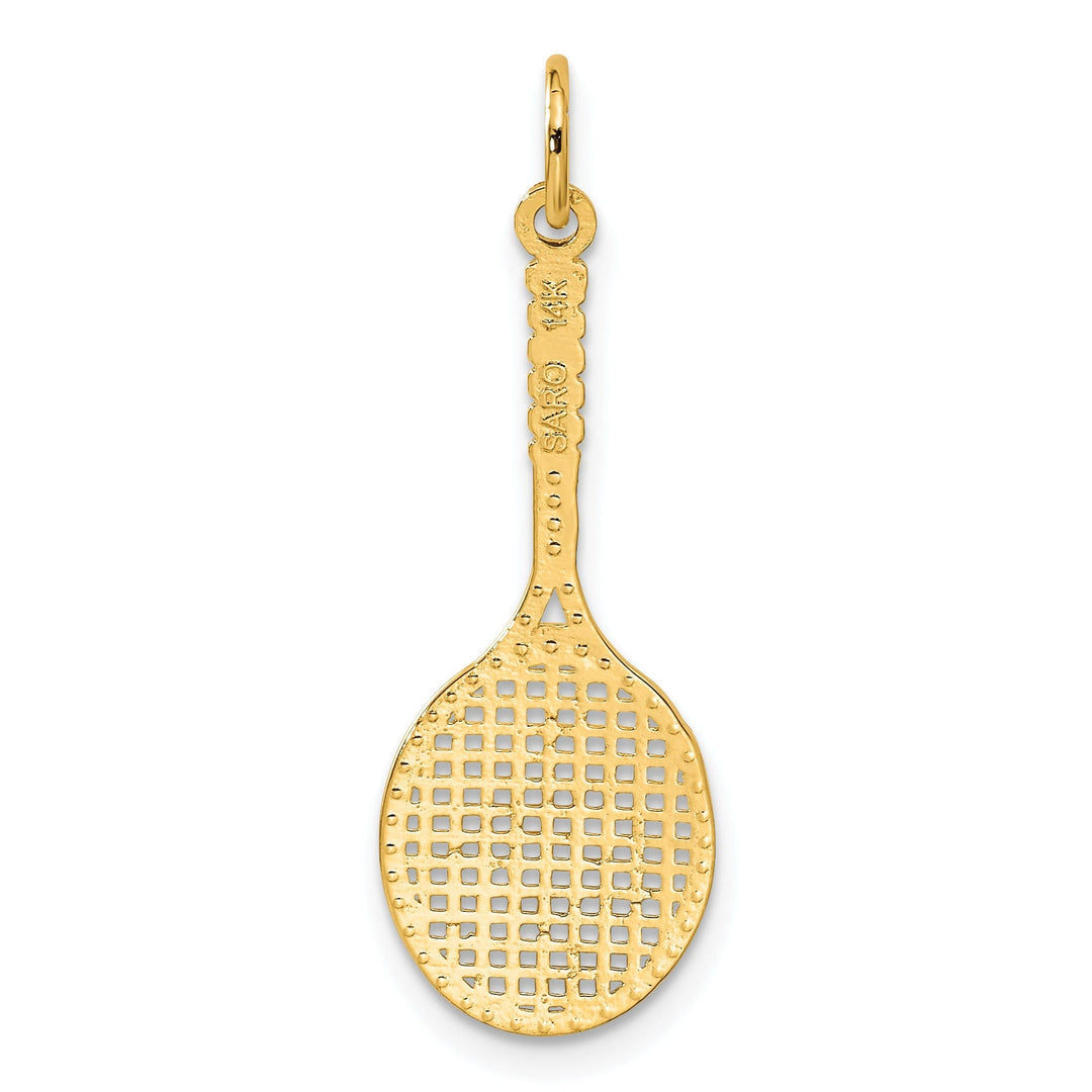 14k Yellow Gold Tennis Racquet Charm Pendant