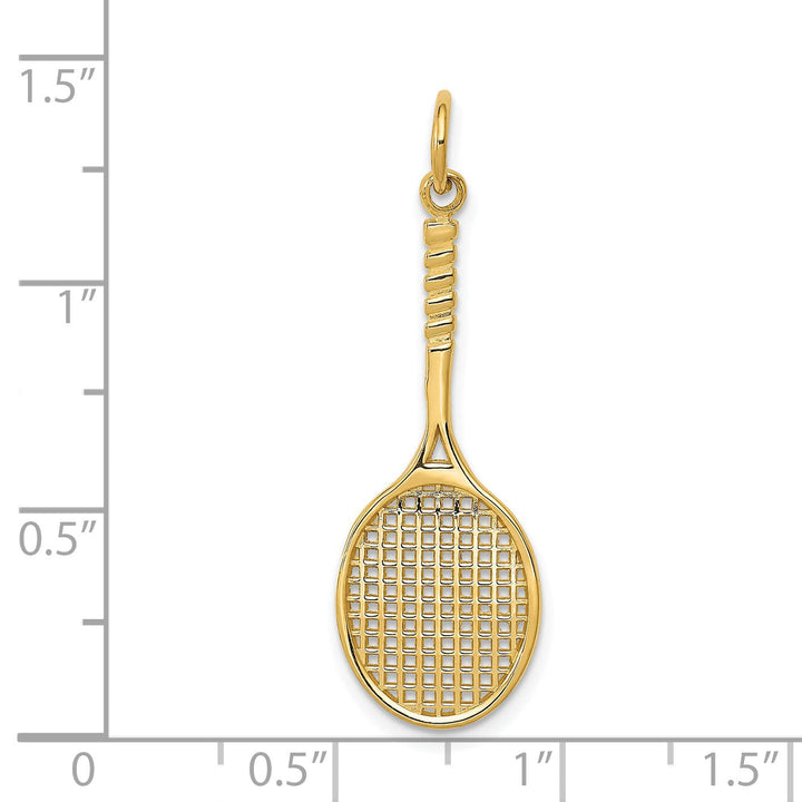 14k Yellow Gold Tennis Racquet Charm Pendant