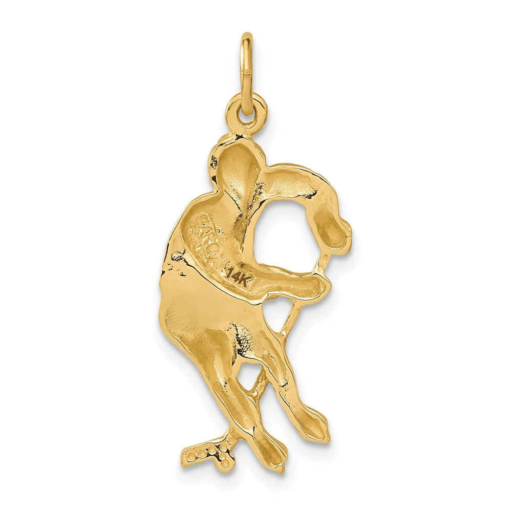 14k Yellow Gold Hockey Player Charm Pendant