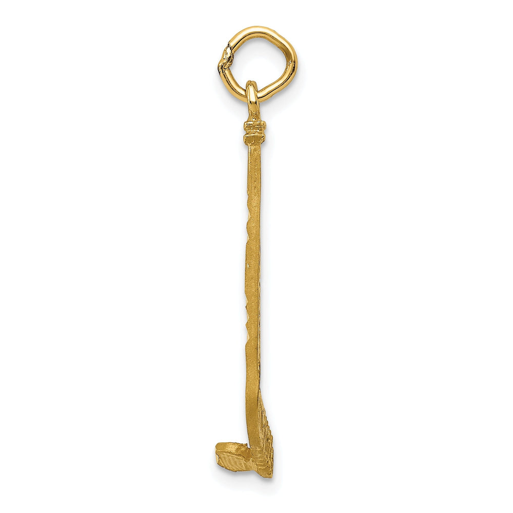 14k Yellow Gold Hockey Stick Charm Pendant