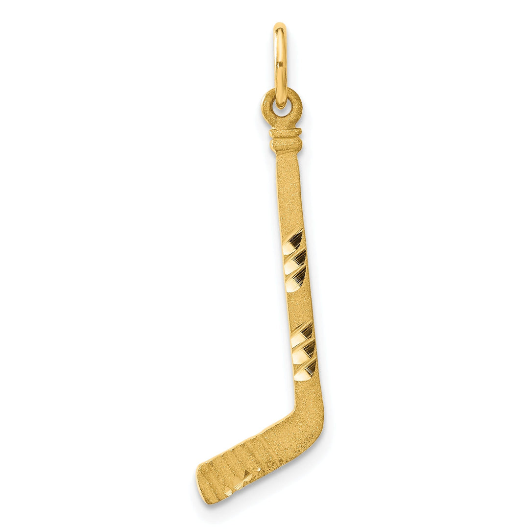 14k Yellow Gold Hockey Stick Charm Pendant