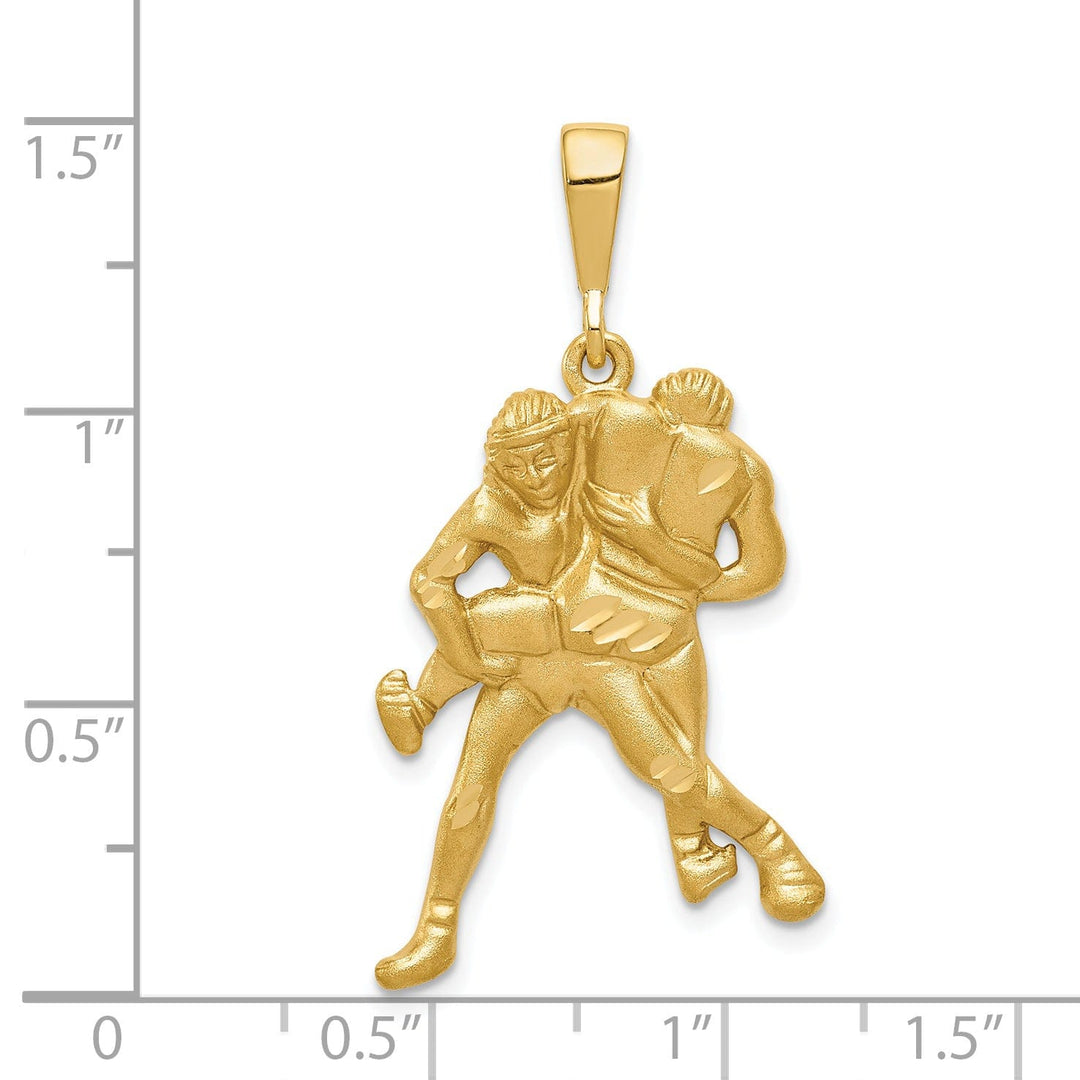 14k Yellow Gold Wrestling Charm Pendant