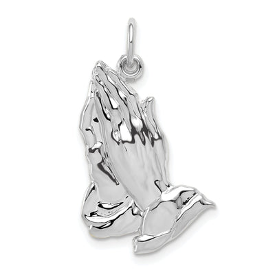14k White Gold Polished Texture Finish Solid Praying Hands Pendant at $ 98.91 only from Jewelryshopping.com