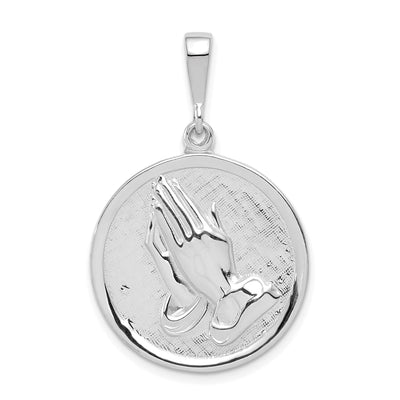 14K White Gold Polished Praying Hands and Serenity Prayer Pendant at $ 396.22 only from Jewelryshopping.com
