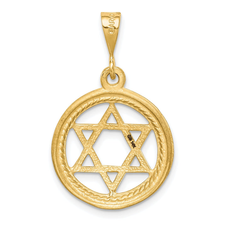 14k Yellow Gold Stain Polish D.C Finish Concave Star Of David Pendant