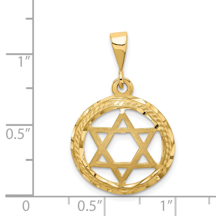 14k Yellow Gold Stain Polish D.C Finish Concave Star Of David Pendant