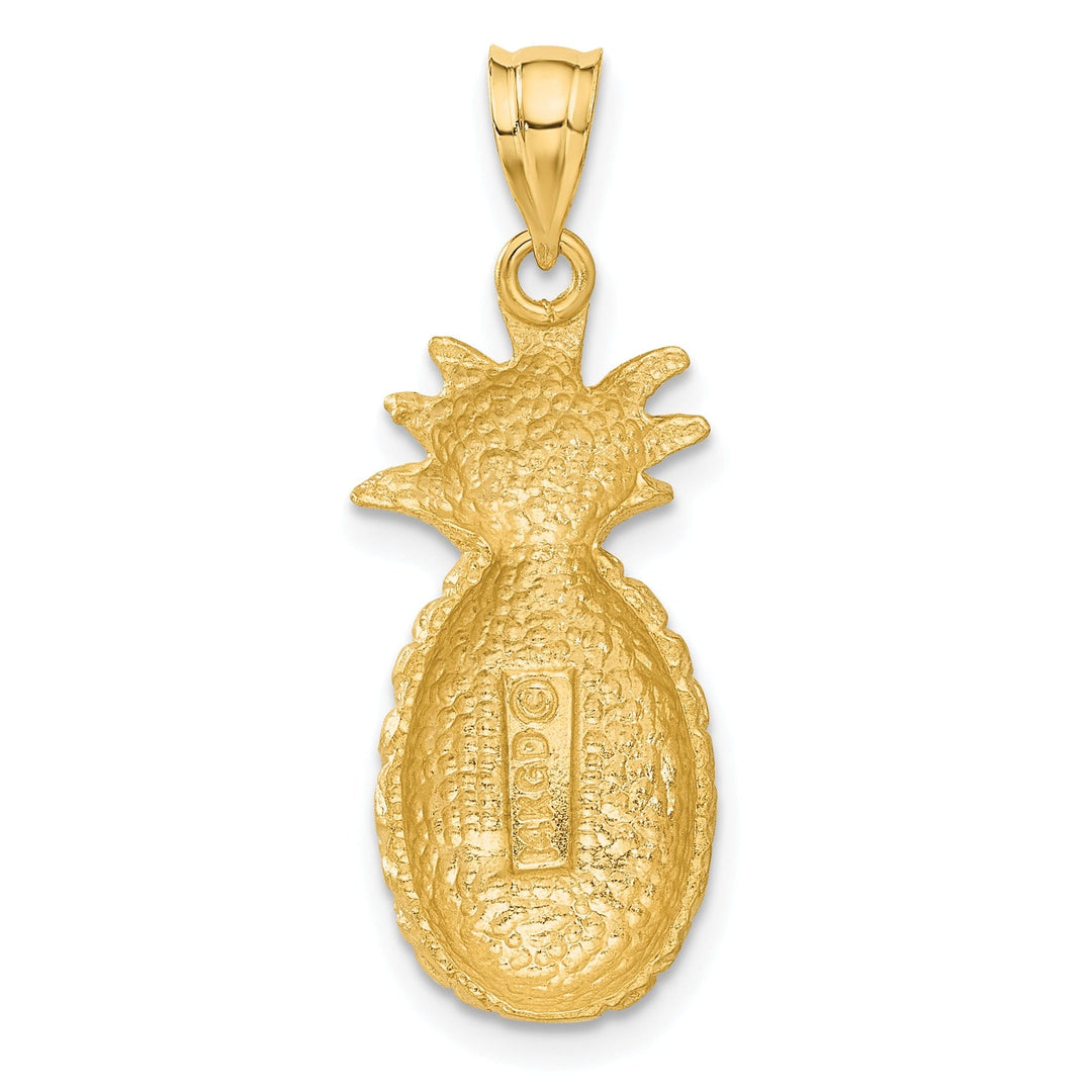 14k Yellow Polished Satin Gold Pineapple Charm