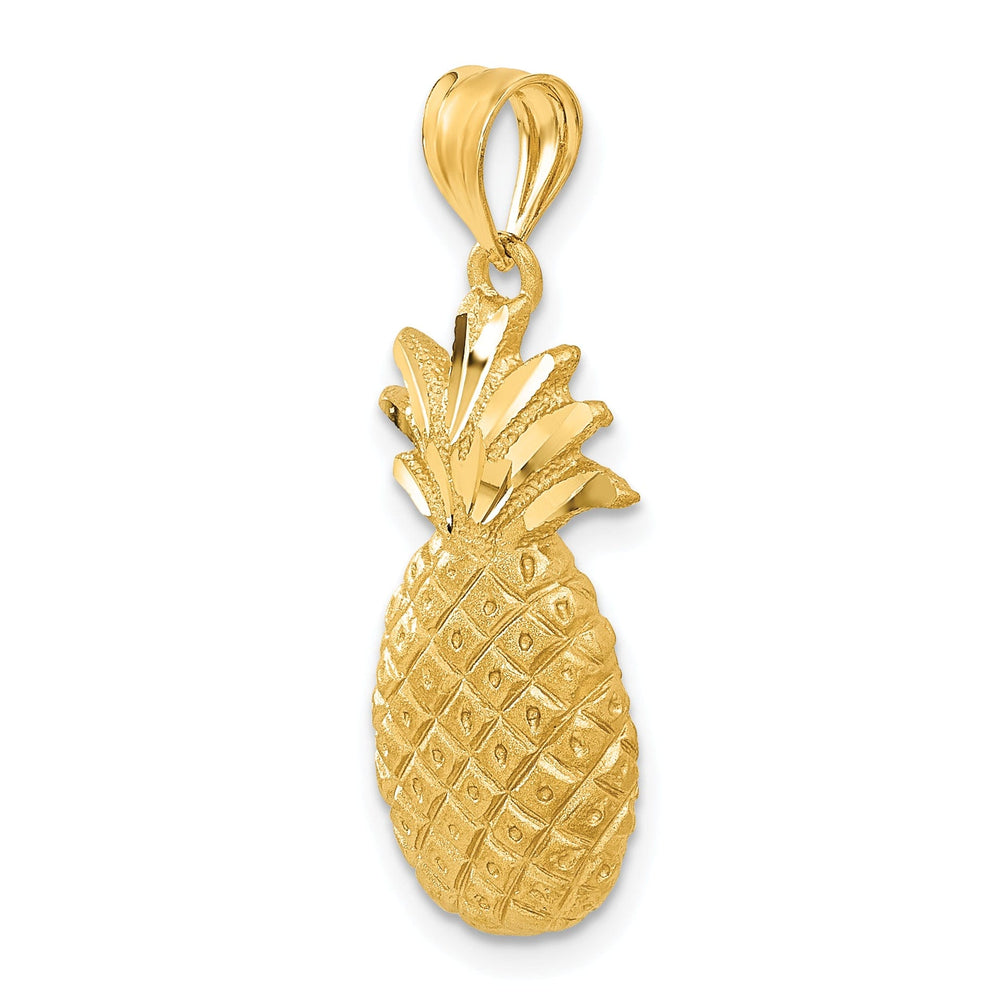 14k Yellow Polished Satin Gold Pineapple Charm