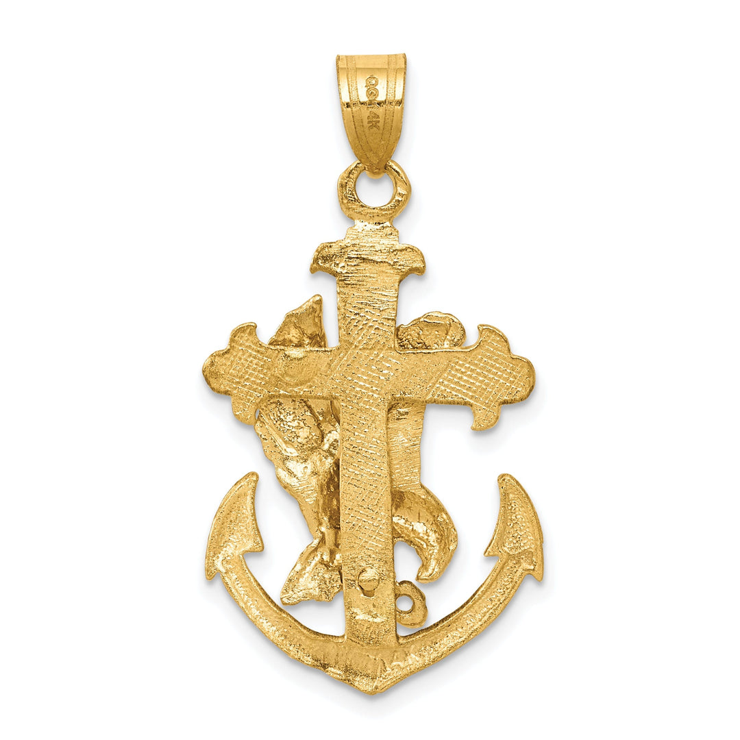 14k Yellow Gold Mariners Cross Eagle Pendant