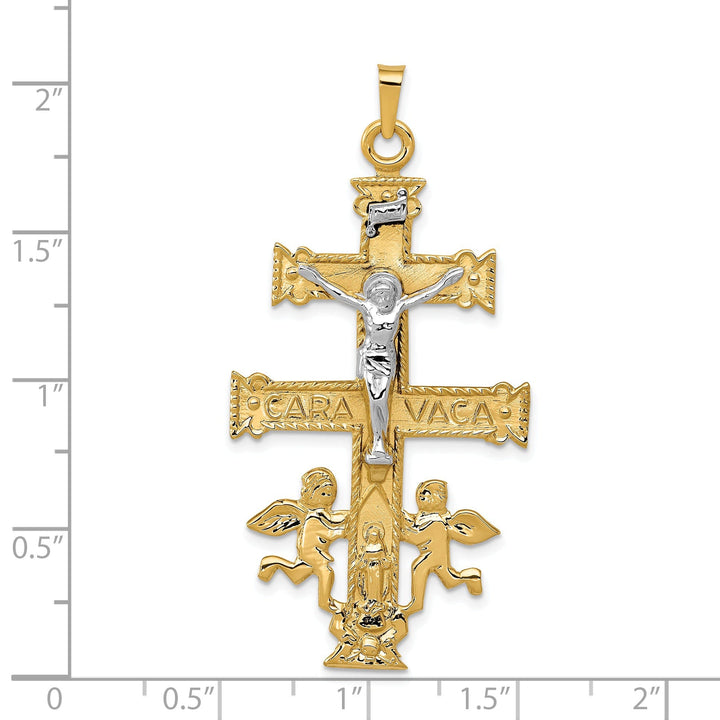 14k Two tone Gold Cara Vaca Crucifix Pendant