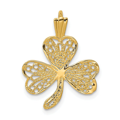 14k Yellow Gold Open Back Polished Finish Filigree Design Shamrock Charm Pendant at $ 65.71 only from Jewelryshopping.com