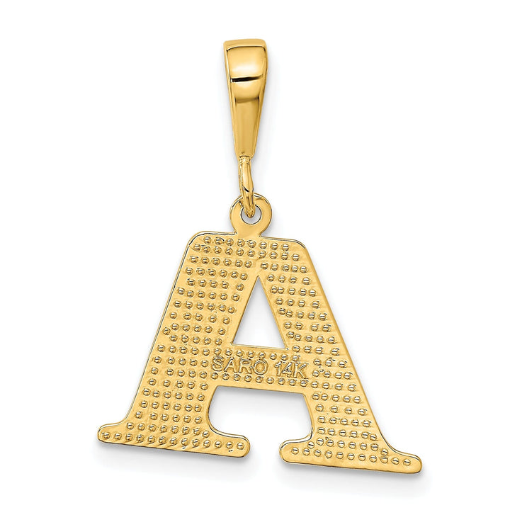 14k Yellow Gold Polished Texture Finish Letter A Initial Charm Pendant