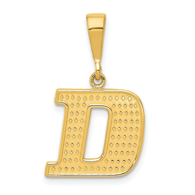14k Yellow Gold Polished Texture Finish Letter D Initial Charm Pendant at $ 143.11 only from Jewelryshopping.com