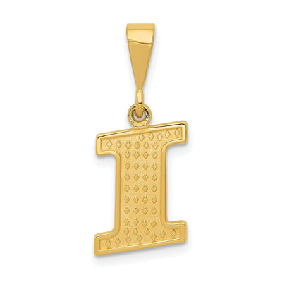 14k Yellow Gold Polished Texture Finish Letter I Initial Charm Pendant at $ 106.08 only from Jewelryshopping.com